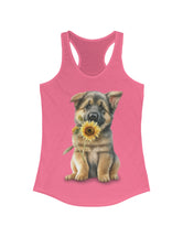 German Shepherd baby pup and flower in this Women's Ideal Racerback Tank