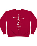 "Faith" in White Vertical Type - Unisex EcoSmart® Crewneck Sweatshirt