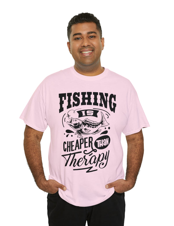 Fishing is cheaper than Therapy! in a Unisex Heavy Cotton Tee