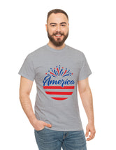 Patriotic America in Round Logo - Unisex Heavy Cotton Tee