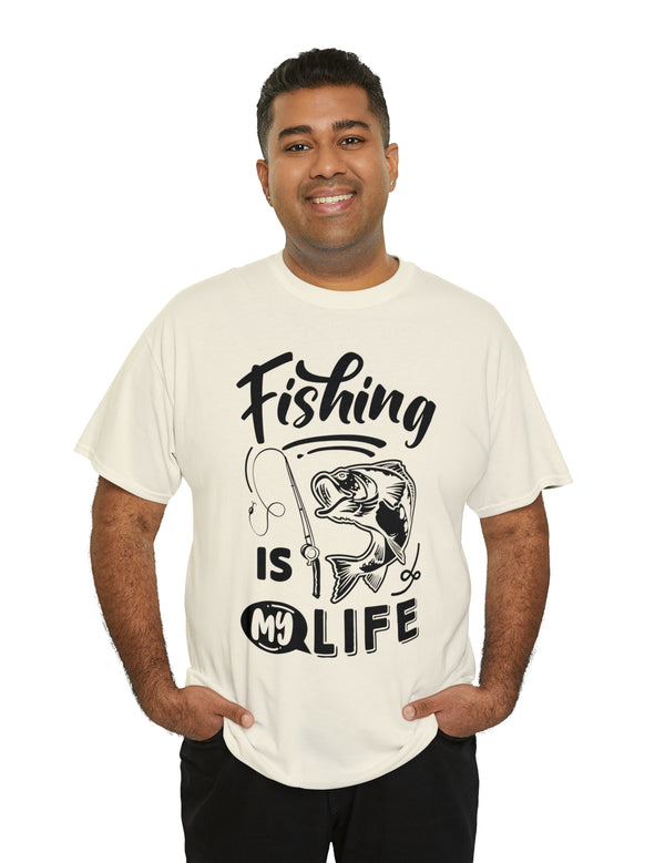 Fishing is my life! - In a Unisex Heavy Cotton Tee