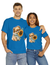 Precious Pomeranian Pup with a Flower - Unisex Heavy Cotton Tee