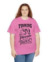 Fishing is my favorite Therapy! in a Unisex Heavy Cotton Tee