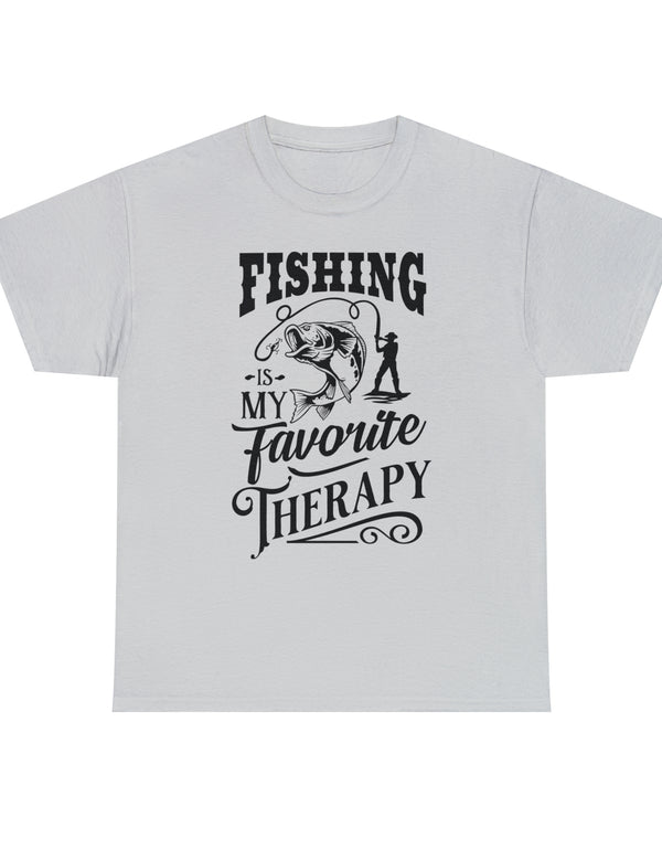 Fishing is my favorite Therapy! in a Unisex Heavy Cotton Tee