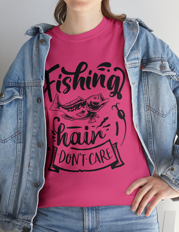 Fishing Hair, don't care! in a Heavy Cotton Tee