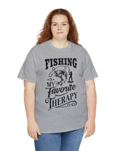 Fishing is my favorite Therapy! in a Unisex Heavy Cotton Tee