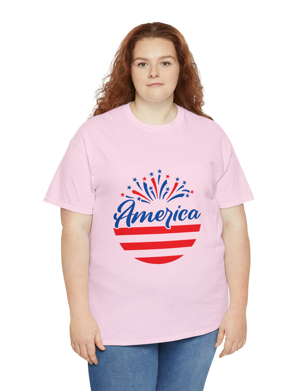 Patriotic America in Round Logo - Unisex Heavy Cotton Tee