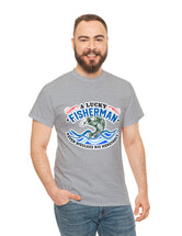 A lucky fisherman never... in a Unisex Heavy Cotton Tee