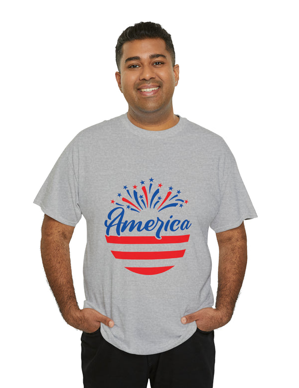 Patriotic America in Round Logo - Unisex Heavy Cotton Tee