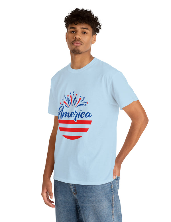 Patriotic America in Round Logo - Unisex Heavy Cotton Tee