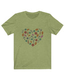 "Autumn Leaves in the Shape of a Heart" in a Unisex Jersey Short Sleeve Tee