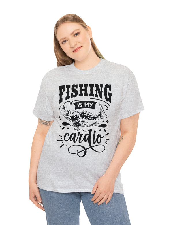 Fishing is my Cardio! in a Unisex Heavy Cotton Tee