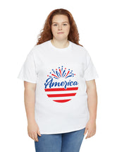 Patriotic America in Round Logo - Unisex Heavy Cotton Tee