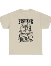 Fishing is my favorite Therapy! in a Unisex Heavy Cotton Tee