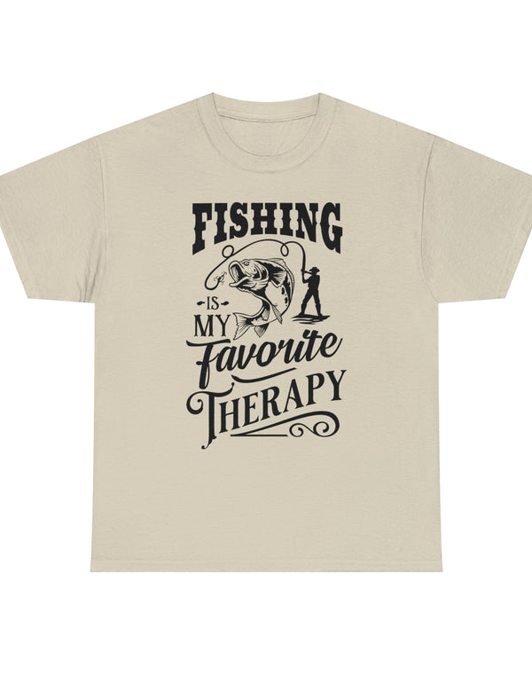 Fishing is my favorite Therapy! in a Unisex Heavy Cotton Tee