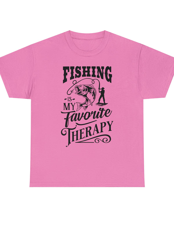 Fishing is my favorite Therapy! in a Unisex Heavy Cotton Tee