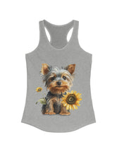 Yorkie baby pup and flower in this Women's Ideal Racerback Tank