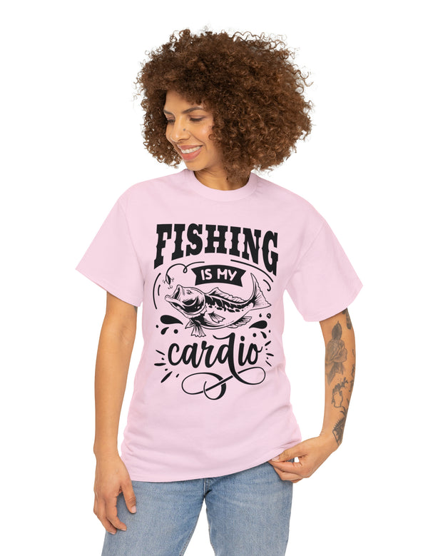 Fishing is my Cardio! in a Unisex Heavy Cotton Tee