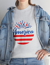 Patriotic America in Round Logo - Unisex Heavy Cotton Tee