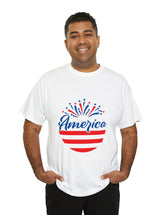 Patriotic America in Round Logo - Unisex Heavy Cotton Tee