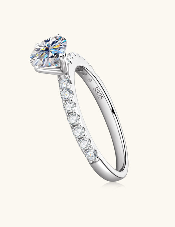 Moissanite Platinum-Plated Side Stone Ring