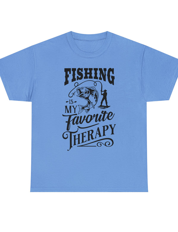 Fishing is my favorite Therapy! in a Unisex Heavy Cotton Tee