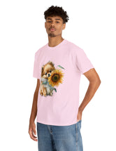 Precious Pomeranian Pup with a Flower - Unisex Heavy Cotton Tee