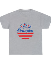 Patriotic America in Round Logo - Unisex Heavy Cotton Tee