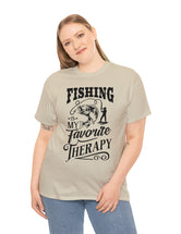 Fishing is my favorite Therapy! in a Unisex Heavy Cotton Tee