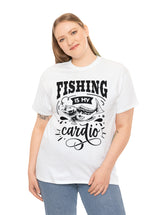 Fishing is my Cardio! in a Unisex Heavy Cotton Tee