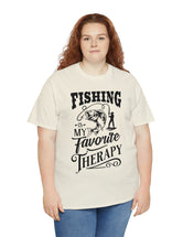 Fishing is my favorite Therapy! in a Unisex Heavy Cotton Tee