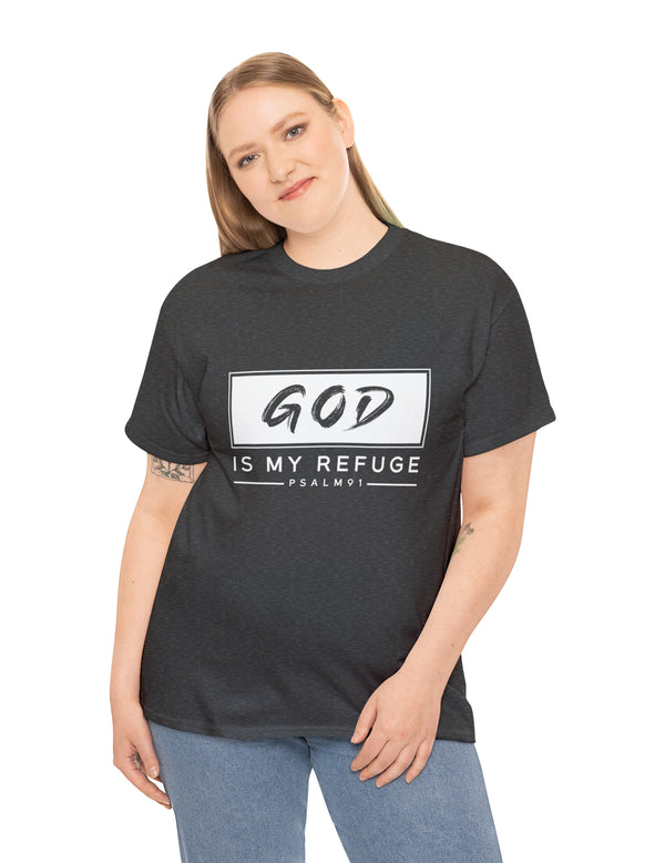 God is my Refuge - Psalm 91 - Unisex Heavy Cotton Tee