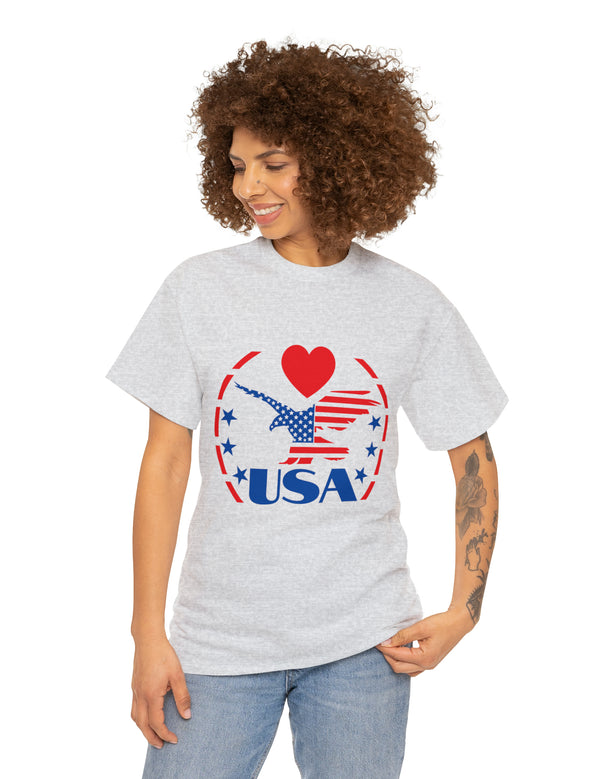 Patriotic USA Shirt with Eagle in Red and Blue - Unisex Heavy Cotton Tee