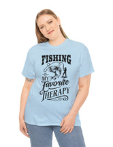 Fishing is my favorite Therapy! in a Unisex Heavy Cotton Tee