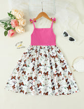 Butterfly Print Bow Detail Dress