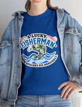 A lucky fisherman never... in a Unisex Heavy Cotton Tee