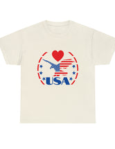 Patriotic USA Shirt with Eagle in Red and Blue - Unisex Heavy Cotton Tee