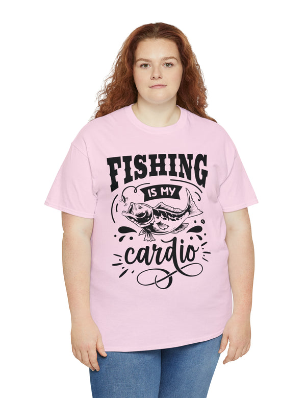 Fishing is my Cardio! in a Unisex Heavy Cotton Tee