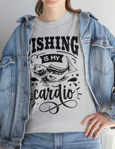 Fishing is my Cardio! in a Unisex Heavy Cotton Tee