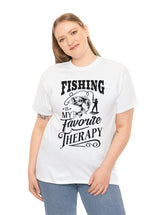 Fishing is my favorite Therapy! in a Unisex Heavy Cotton Tee