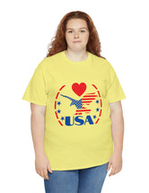 Patriotic USA Shirt with Eagle in Red and Blue - Unisex Heavy Cotton Tee