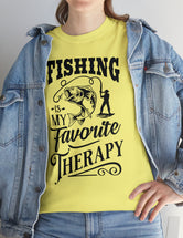 Fishing is my favorite Therapy! in a Unisex Heavy Cotton Tee