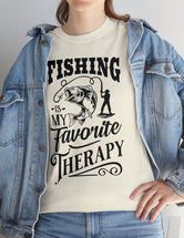 Fishing is my favorite Therapy! in a Unisex Heavy Cotton Tee