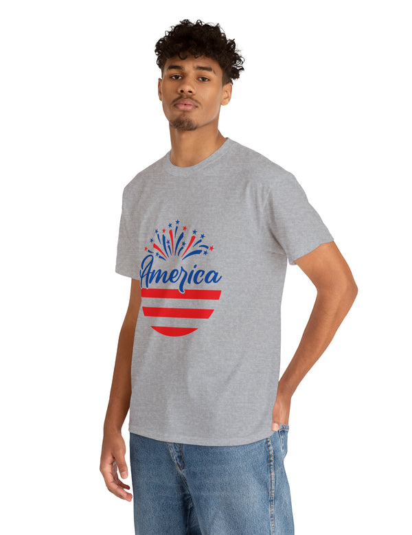 Patriotic America in Round Logo - Unisex Heavy Cotton Tee