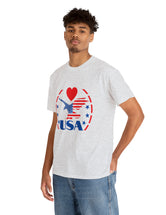 Patriotic USA Shirt with Eagle in Red and Blue - Unisex Heavy Cotton Tee