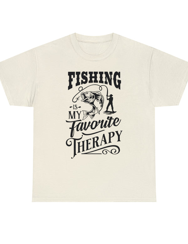 Fishing is my favorite Therapy! in a Unisex Heavy Cotton Tee