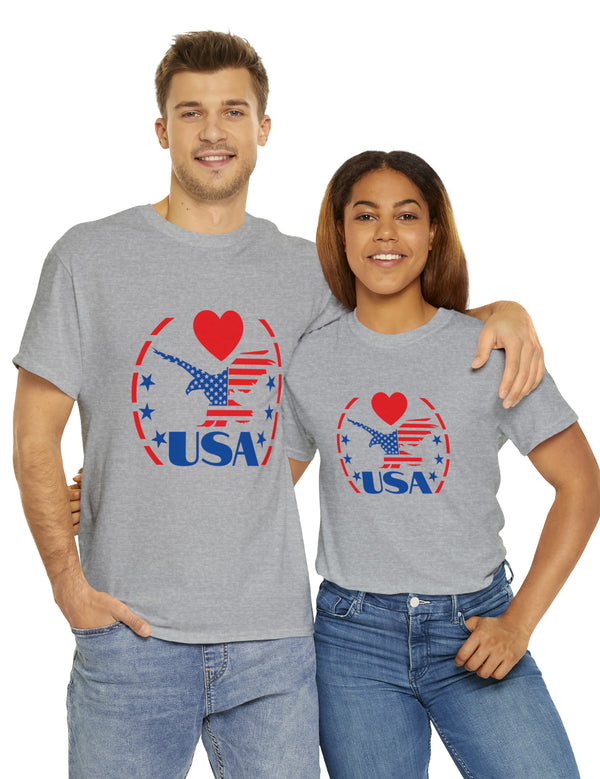 Patriotic USA Shirt with Eagle in Red and Blue - Unisex Heavy Cotton Tee
