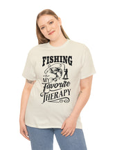 Fishing is my favorite Therapy! in a Unisex Heavy Cotton Tee