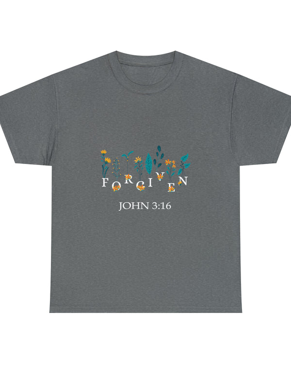 Forgiven - John 3:16 - Unisex Heavy Cotton Tee