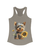 Yorkie baby pup and flower in this Women's Ideal Racerback Tank